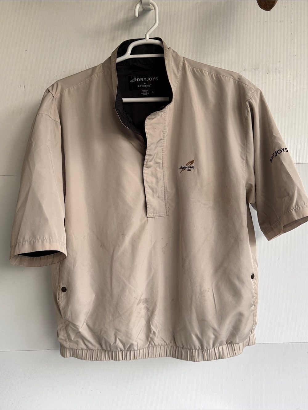 FOOTJOY DRYJOYS SHORT SLEEVE WINDBREAKER GOLF  JACKET MENS SIZE L BEIGE TAN